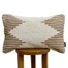 Brown & Beige Striped Modern Boho 12x20" Lumbar Pillow Cover – Handmade, Canvas Backing, Hidden Zipper