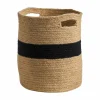 13.5" Brown & Black Handmade Natural Cotton Basket Planter