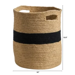 13.5" Brown & Black Handmade Natural Cotton Basket Planter