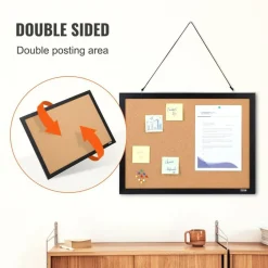 Brown Cork & Corrugated Paper Double-Sided Bulletin Board with MDF Frame
