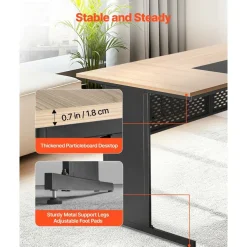 Brown Engineered Wood Reversible Executive Desk with Drawers and Storage