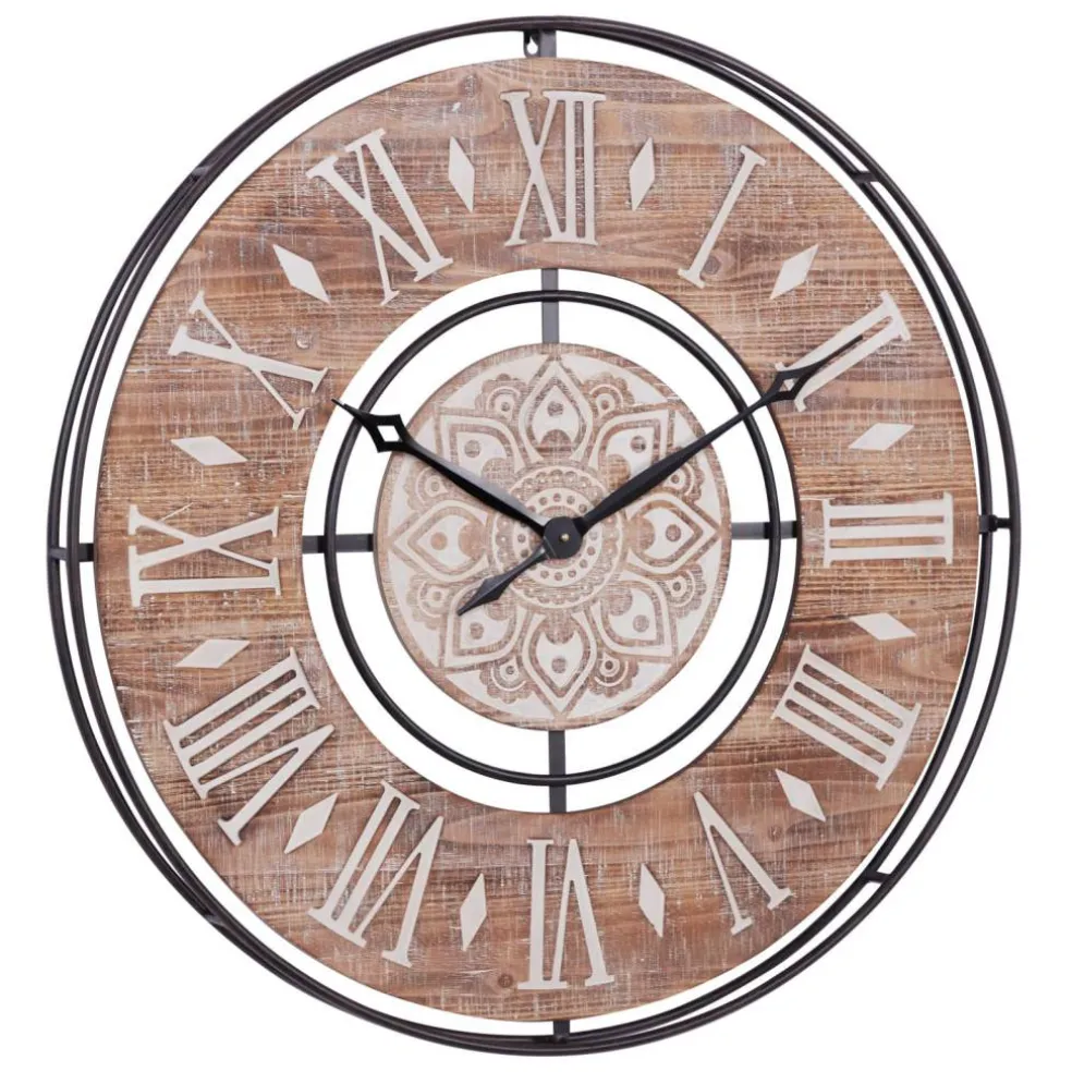 Brown Farmhouse Wood Wall Clock, 34" x 34"