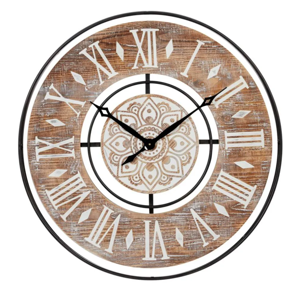 Brown Farmhouse Wood Wall Clock, 34" x 34"