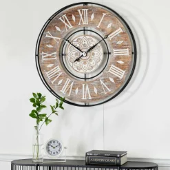Brown Farmhouse Wood Wall Clock, 34