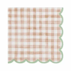 Brown Gingham Scalloped Lunch Napkins, 20ct. by Celebrate It™