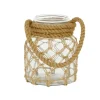 Brown Glass Coastal Lantern, 9" x 7" x 8"