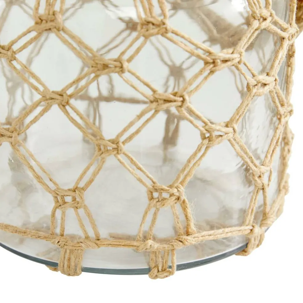 Brown Glass Coastal Lantern, 9" x 7" x 8"