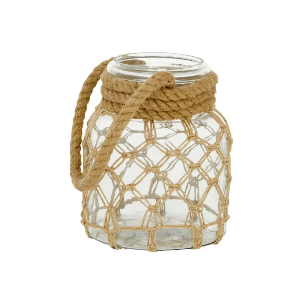 Brown Glass Coastal Lantern, 9" x 7" x 8"