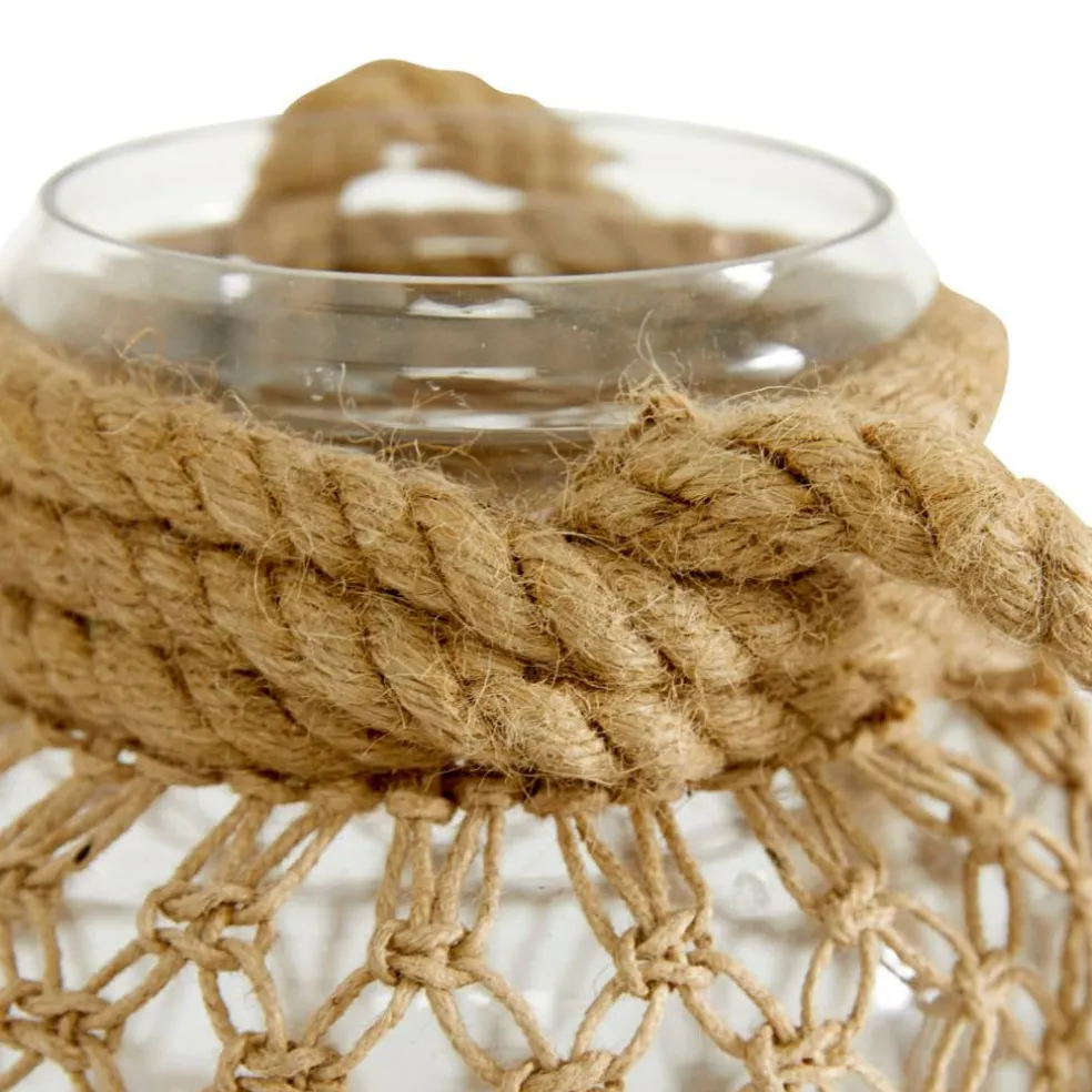 Brown Glass Coastal Lantern, 12" x 7" x 8"