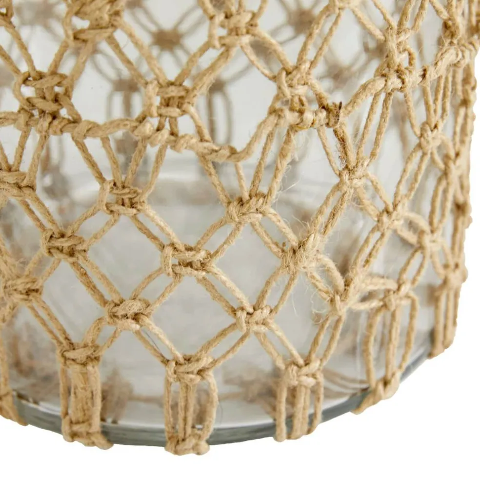 Brown Glass Coastal Lantern, 12" x 7" x 8"
