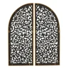 Brown Handmade Floral Carved Arched Wall Décor, 2ct.