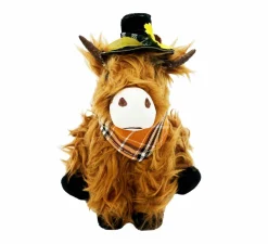 6.25" Brown Highland Bull in Hat Decorative Animal by Ashland®