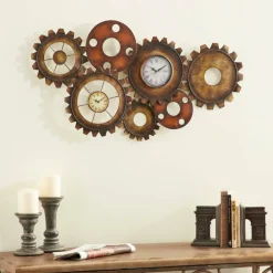 Brown Industrial Metal Wall Clock