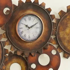 Brown Industrial Metal Wall Clock