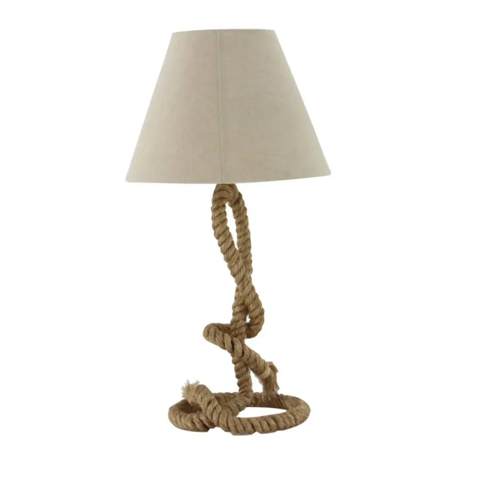 Brown Jute Rope and Iron Rustic Table Lamp, 29" x 15" x 15"