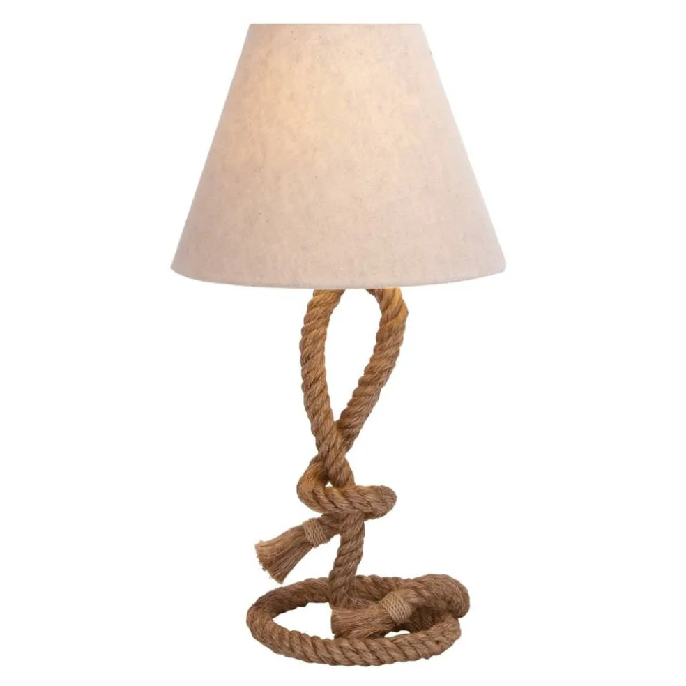 Brown Jute Rope and Iron Rustic Table Lamp, 29" x 15" x 15"