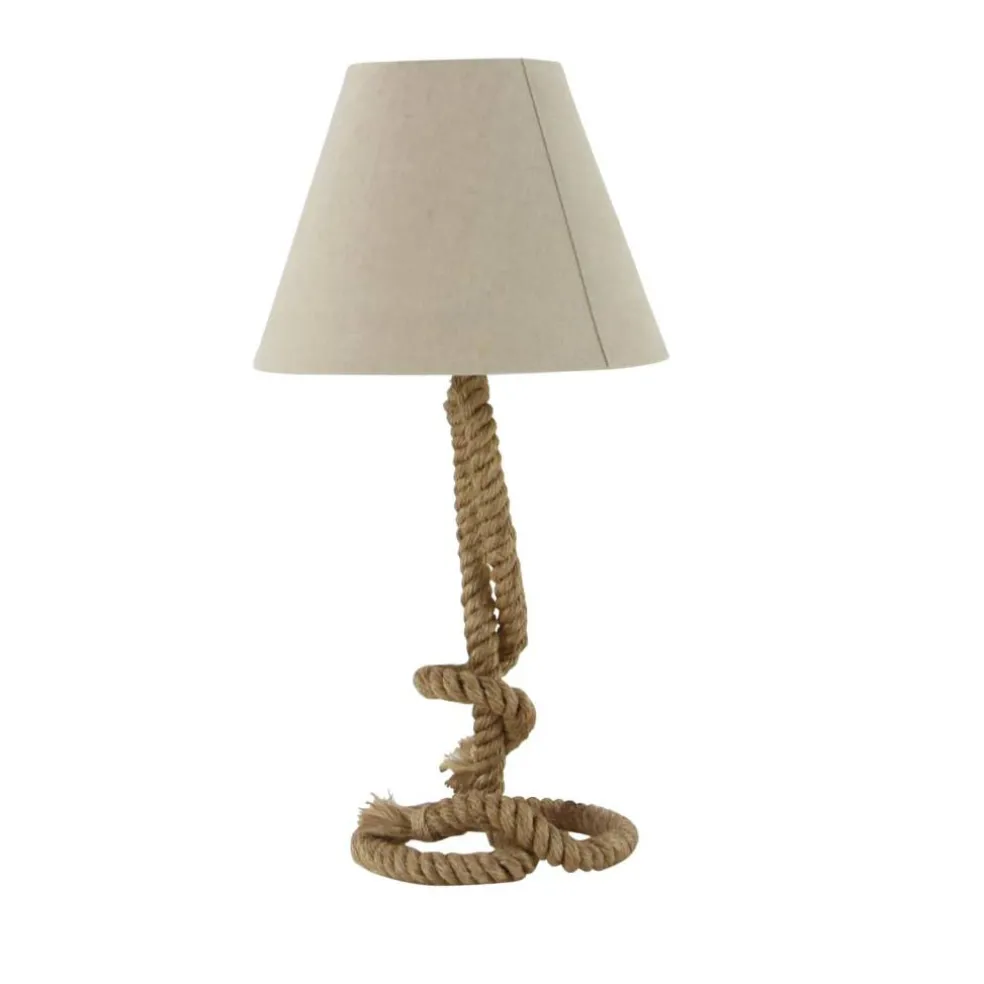 Brown Jute Rope and Iron Rustic Table Lamp, 29" x 15" x 15"