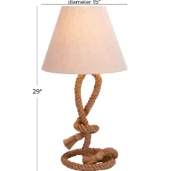 Brown Jute Rope and Iron Rustic Table Lamp, 29