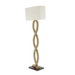 Brown Jute Rope and Iron Rustic Floor Lamp, 63