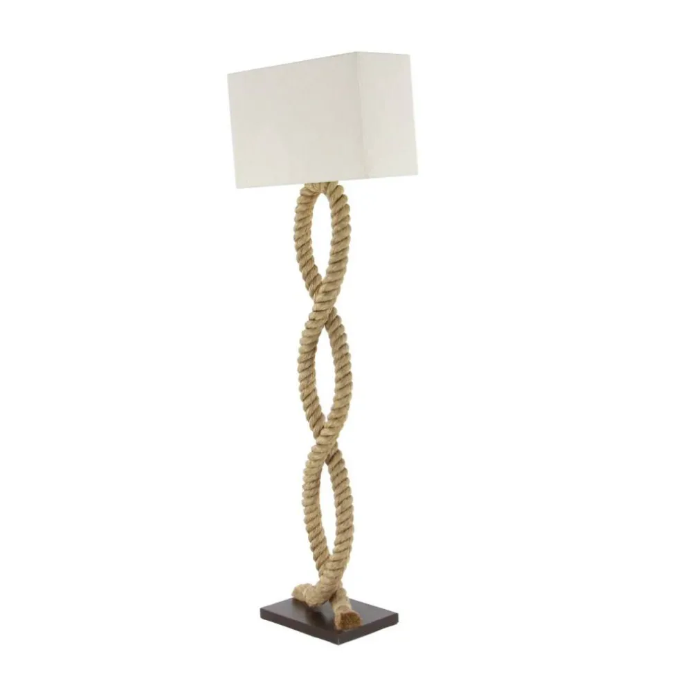 Brown Jute Rope and Iron Rustic Floor Lamp, 63" x 20" x 9"