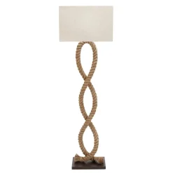 Brown Jute Rope and Iron Rustic Floor Lamp, 63