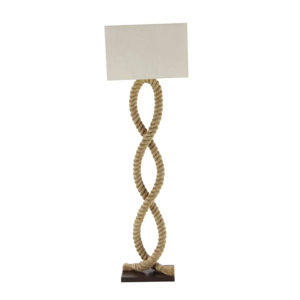 Brown Jute Rope and Iron Rustic Floor Lamp, 63" x 20" x 9"