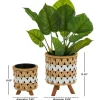 Brown Jute Rope Geometric Woven Chevron Planter Set