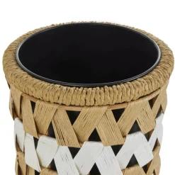 Brown Jute Rope Geometric Woven Chevron Planter Set