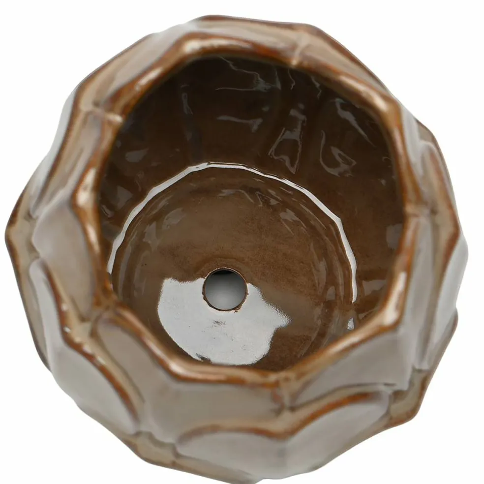 7" Brown Leaf Ceramic Pot by Ashland®