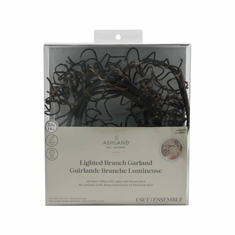 5.25" Brown Lighted Branch Garland by Ashland®
