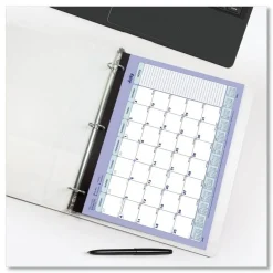 Brownline 11 in. x 8.5 in. 13-Month (Jul 2025-2026) Academic Binder-Insertable Desk Pad Calendar - White/Blue/Green Sheets