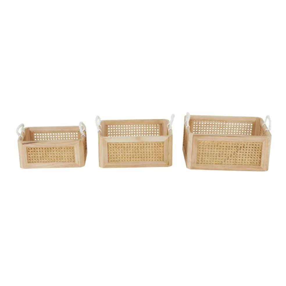 Brown Rattan Woven Storage Basket Set, 3ct.