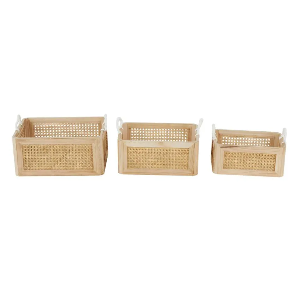 Brown Rattan Woven Storage Basket Set, 3ct.