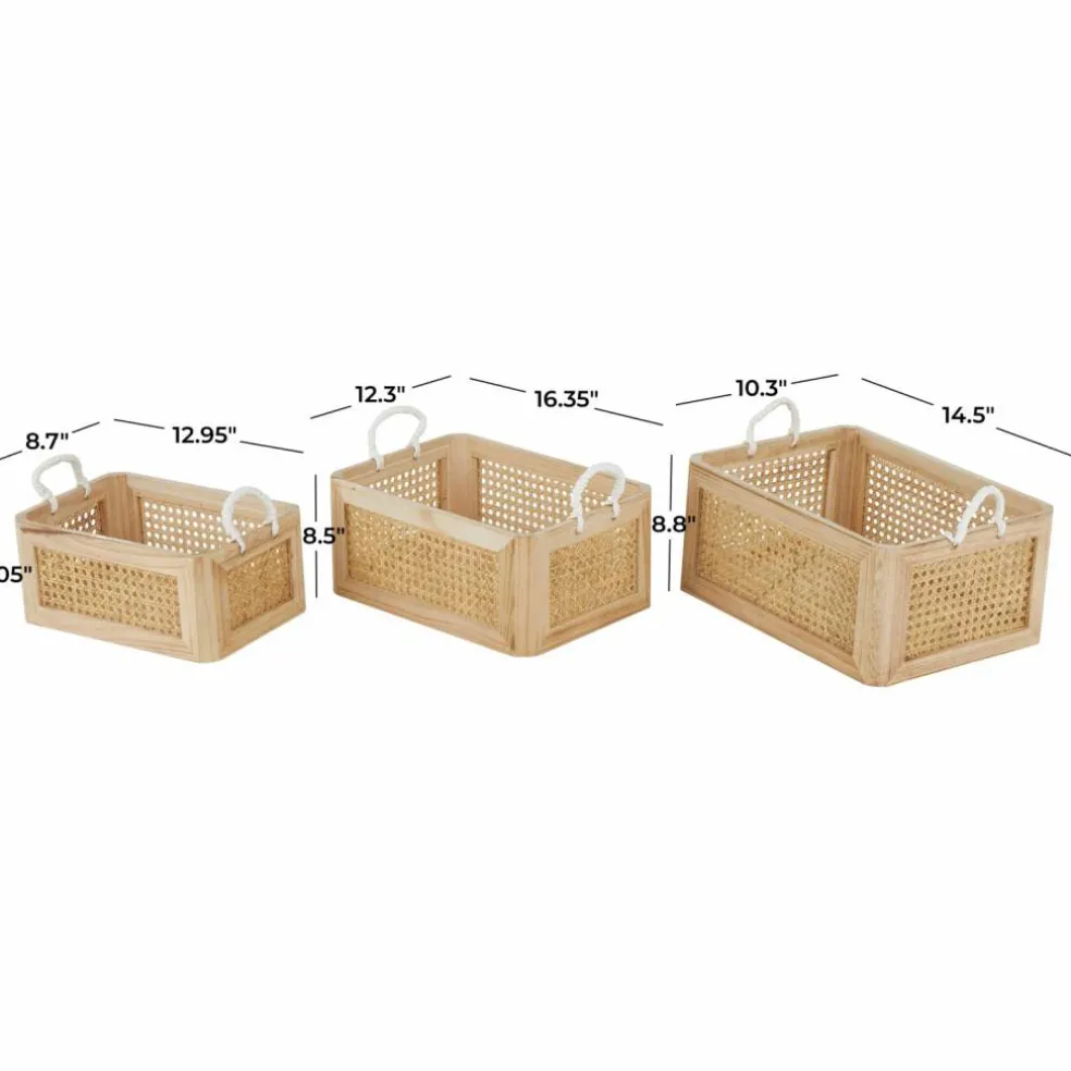 Brown Rattan Woven Storage Basket Set, 3ct.