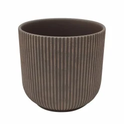 7.5" Brown Ridged Ceramic Pot by Ashland®