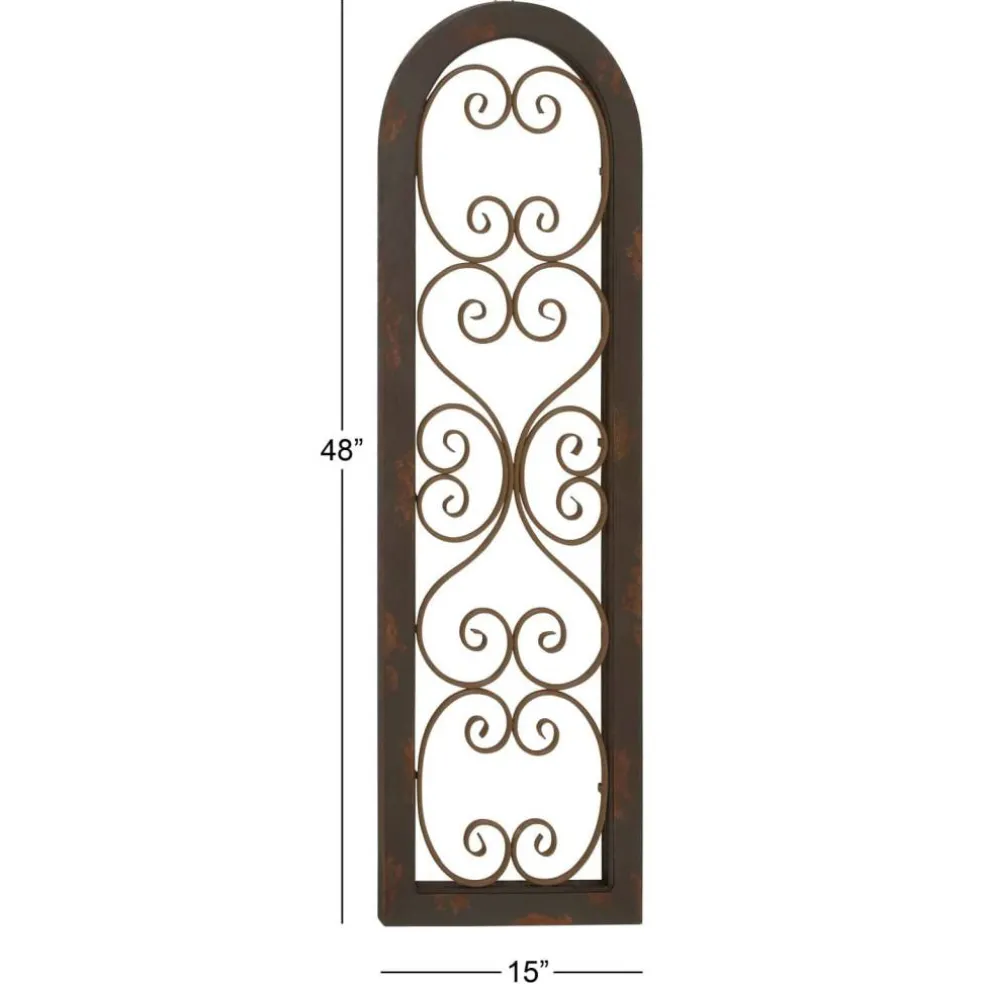 Brown Rustic Ornamental Metal Wall Decor, 48" x 15"