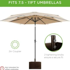 Brown Steel Construction Umbrella Base Stand with Planter Box and Wheels Fits 2