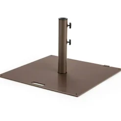 Brown Steel Patio Umbrella Base with Wheels 3 Adapters Square Design