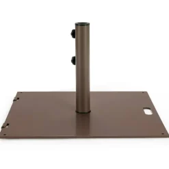 Brown Steel Patio Umbrella Base with Wheels 3 Adapters Square Design