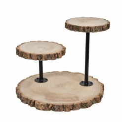14" Brown 3 Tier Wood Dessert Stand