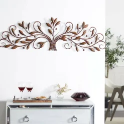 Brown Traditional Scroll & Leaf Metal Wall Accent