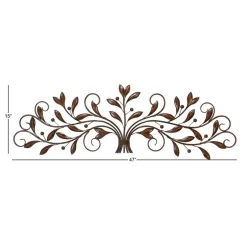Brown Traditional Scroll & Leaf Metal Wall Accent