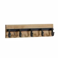 Brown Wood Industrial Wall Hooks, 6