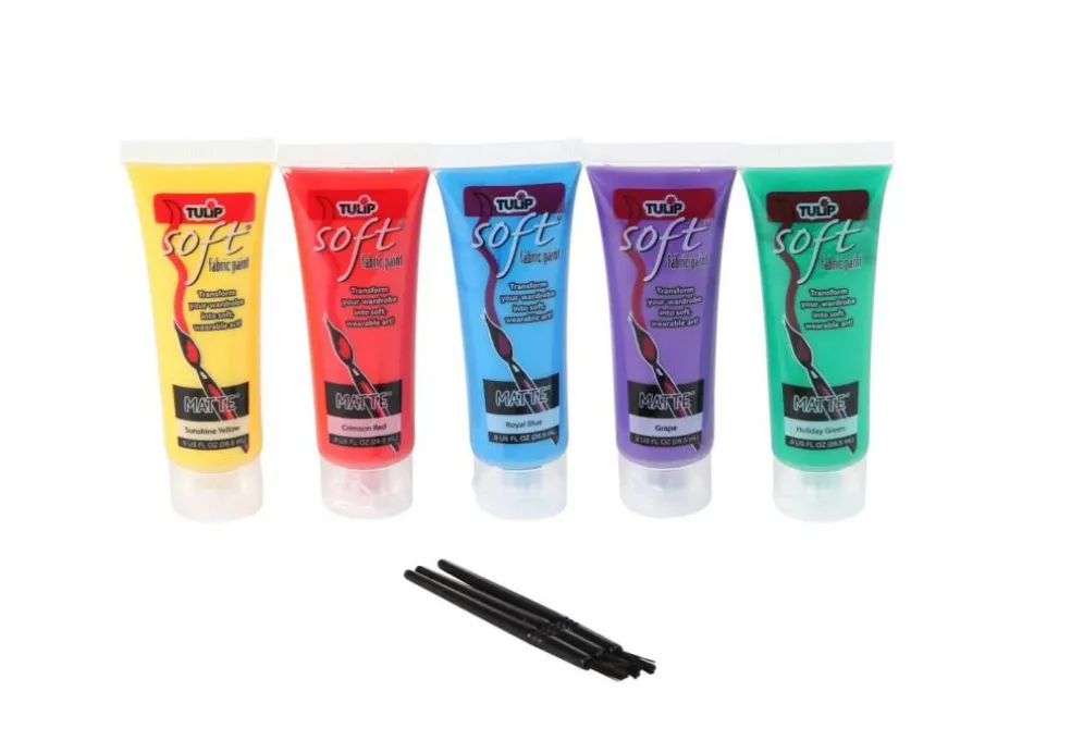 Brush-On Fabric Paint Squeezable Tube 5 Pack