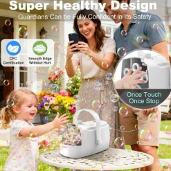 Bubble Machine Durable Automatic Bubble Blower, 18000+ Big Bubbles Per Minute Bubbles for Kids Toddlers Bubble Maker Operated by Plugin or Batteries Bubble Toys for Indoor Outdoor Birthday Party