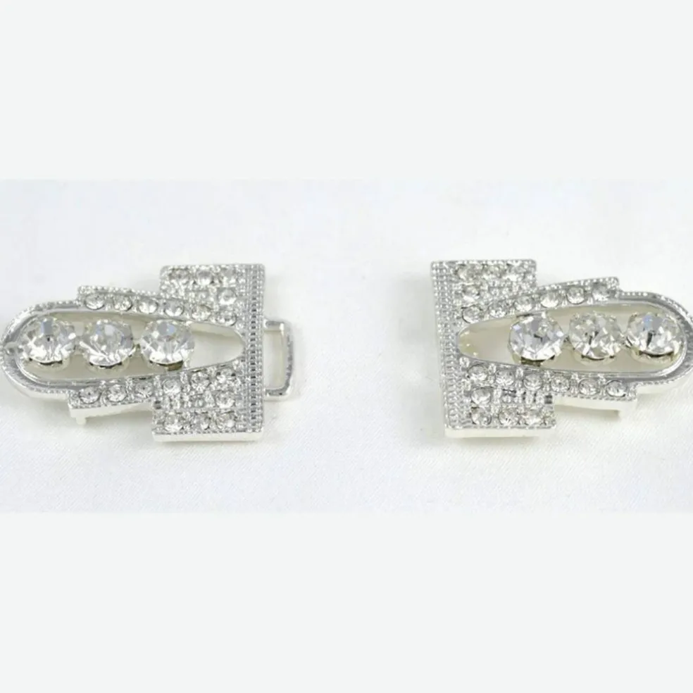 1 Buckle Silver Rhinestone Clasp 2.6" Vintage Hook Closure for Coats, Invitations & Gift Boxes