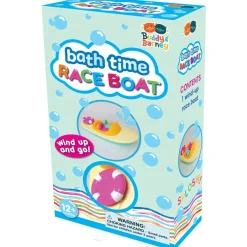 Buddy & Barney: Bath Time Race Boat - Wind-Up & Go Toy, Yellow-Pink-Green Floating Speed Boat, Sensory Exploration, Water & Tub Play, Kids Toddlers 1+