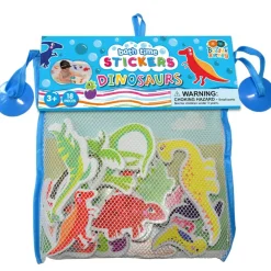 Buddy & Barney: Bath Time Stickers - Dinosaurs - 18 Foam Dino Character Pieces, Suction Cup Mesh Storage Bag, Prehistoric Play, Water Toy, Kids 3+