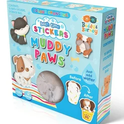 Buddy & Barney: Bath Time Stickers - Muddy Paws - 15 Color-Changing Foam Pieces, Dog & Cat Characters, Suction Cup Mesh Bag, Water Play Toy, Kids 3+