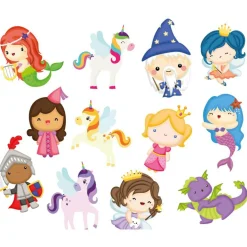 Buddy & Barney: Color Changing Bath Time Stickers - Magical Creatures - 13pc Foam Stickers & Mesh Storage Bag, Water Toy, Babies-Toddlers-Kids Ages 1+